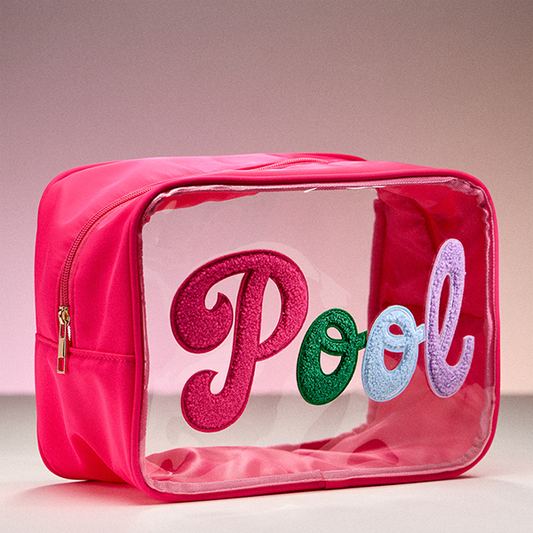 Clear “Pool” Pouch – Hot Pink Trim