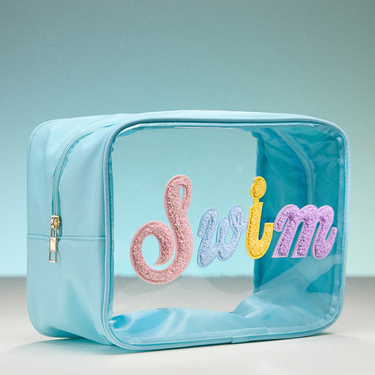 Clear “Swim” Travel Pouch – Aqua Trim