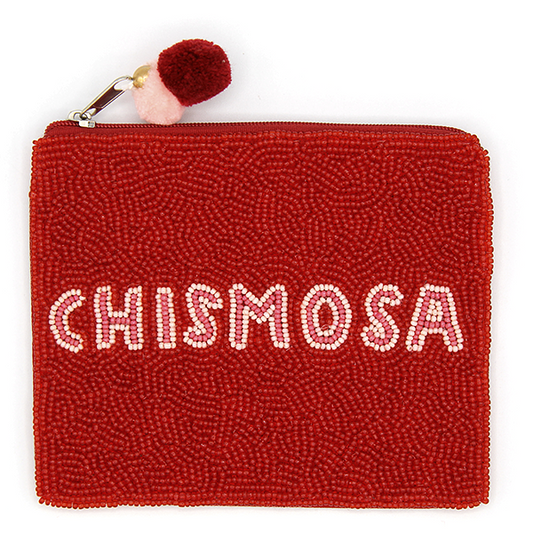 Chismosa Beaded Zipper Pouch – Red & Pink