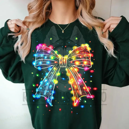 Christmas Light Coquette Bow 1 Dtf Transfer