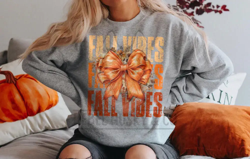 Fall Vibes With Orange Bow In The Middle Dtf Transfer