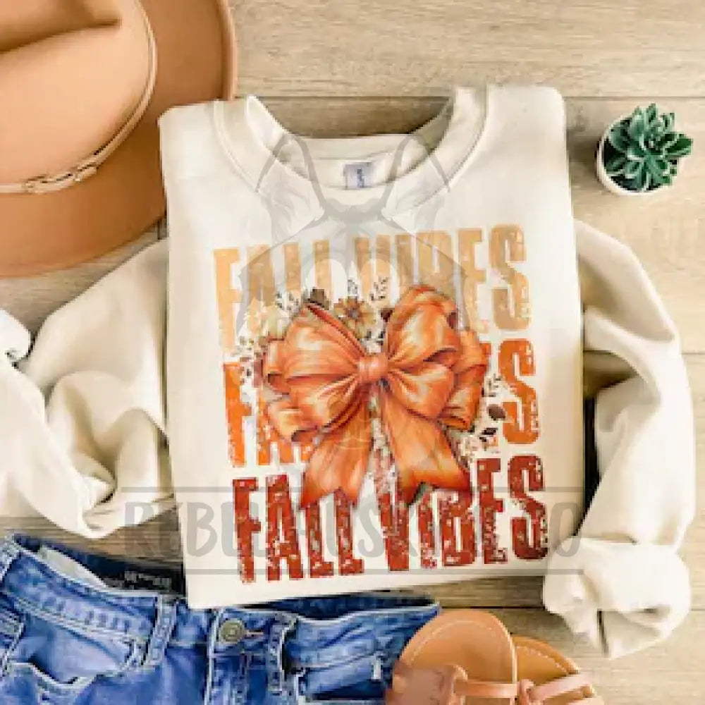 Fall Vibes With Orange Bow In The Middle Dtf Transfer