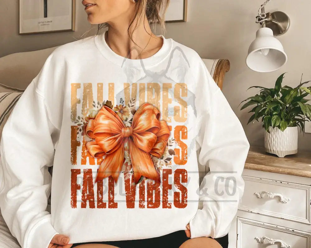 Fall Vibes With Orange Bow In The Middle Dtf Transfer