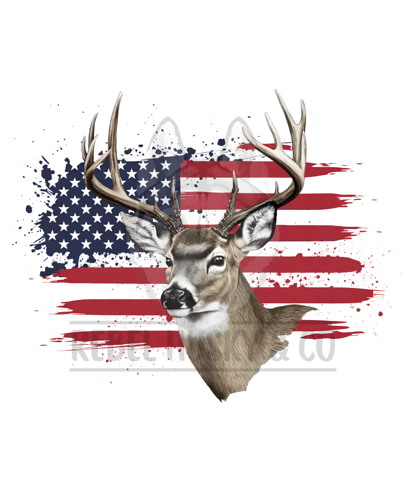 Flag With Deer Dtf Transfer