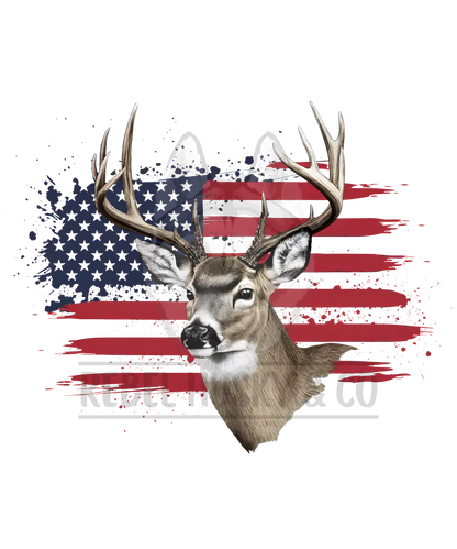 Flag With Deer Dtf Transfer