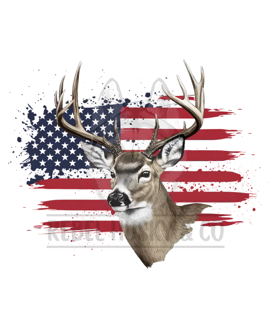 Flag With Deer Dtf Transfer