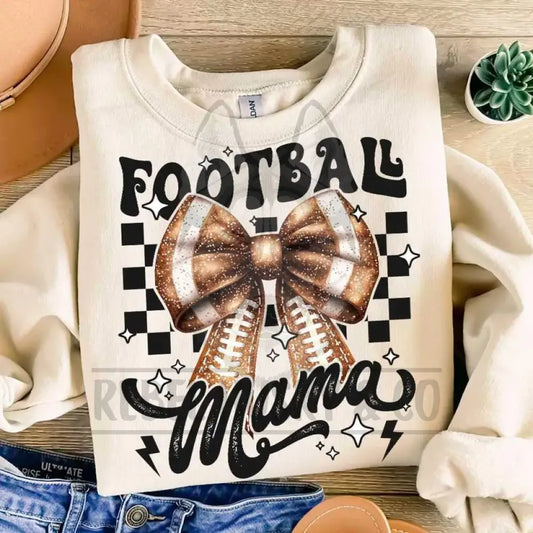 Football Mama With Checkered And Bow Dtf Transfer