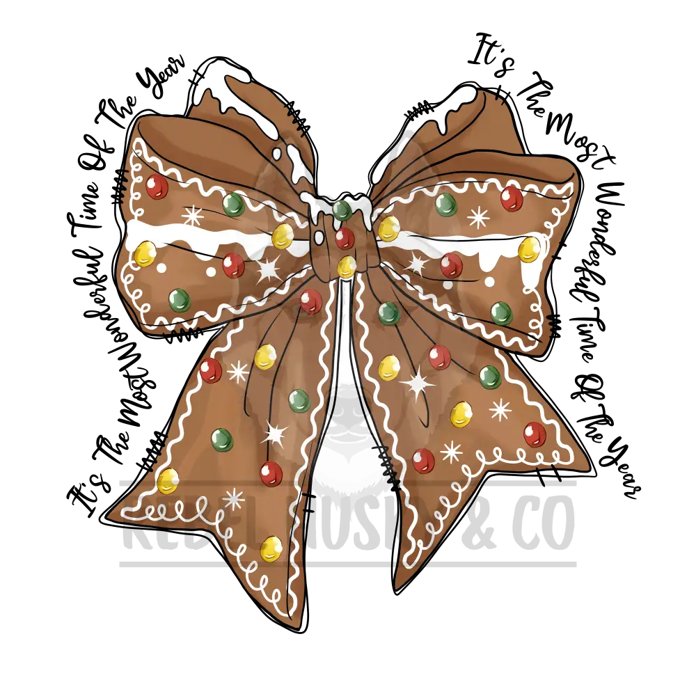 Gingerbread Bow - Black Words Dtf Transfer