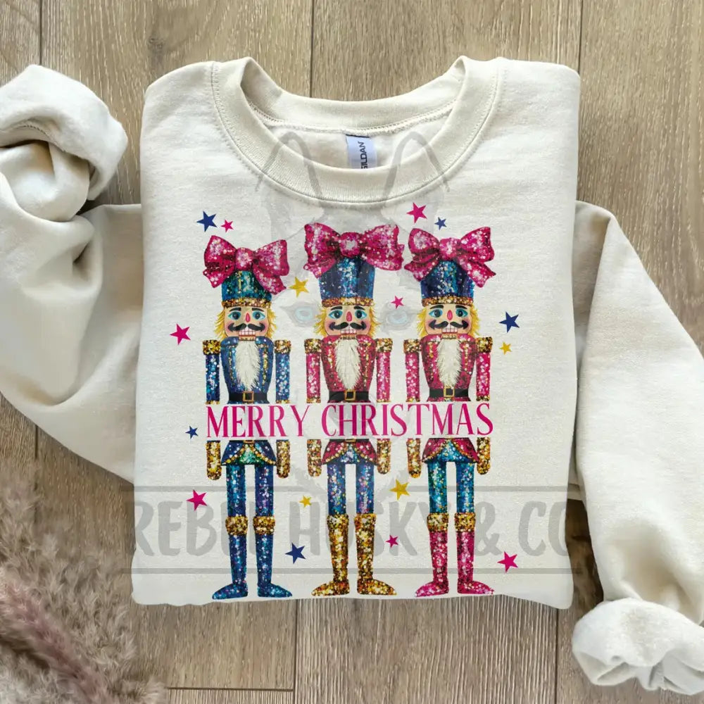 Glitter Nutcracker With Christmas Coquette Bow Dtf Transfer