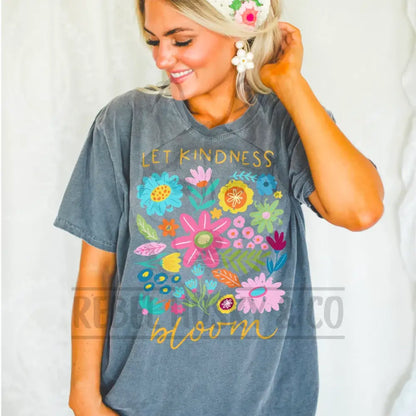 Let Kindness Bloom Retro Boho Flowers Dtf Transfer