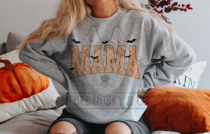 Retro Mama With Orange Checkered And Bats Dtf Transfer