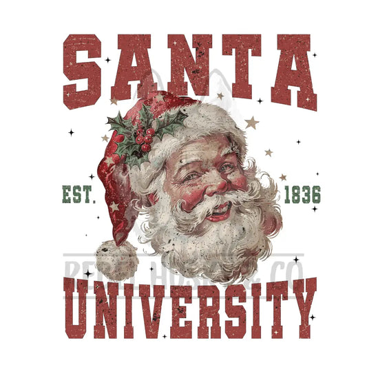 Retro Santa University With Face Dtf Transfer