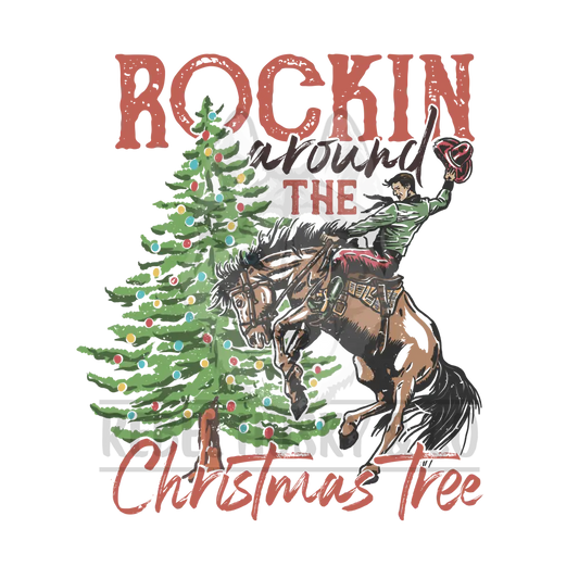 Rockin Around The Christmas Tree - Cowboy Dtf Transfer