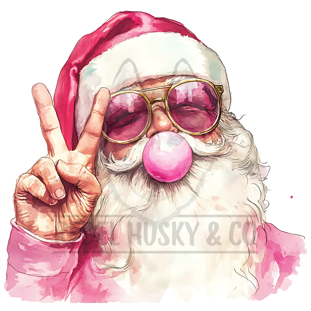 Santa Blowing A Bubble With Gum Dtf Transfer