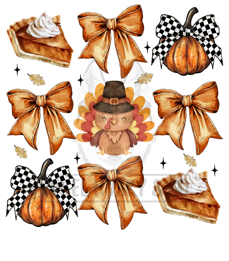 Thanksgiving Pie Pumpkin And Turkey Dtf Transfer